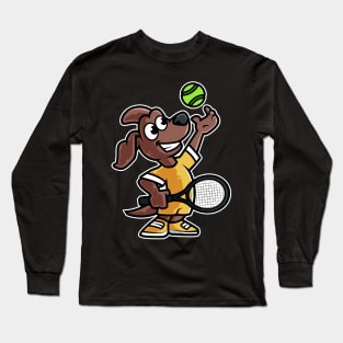 Dog Tennis Player Funny Coach print Long Sleeve T-Shirt